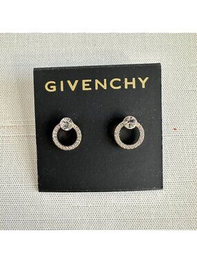 Givenchy Crystal Circle Stud Earrings With Rhinestone Detailing